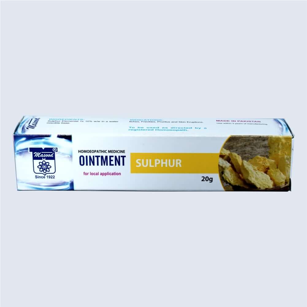 Sulphur Ointment (20gm) | For Dry & Itchy Skin Rashes | Dr.Masood Homoeoapthic Sulphur Ointment (20gm) | For Dry & Itchy Skin Rashes | Dr.Masood Homoeoapthic