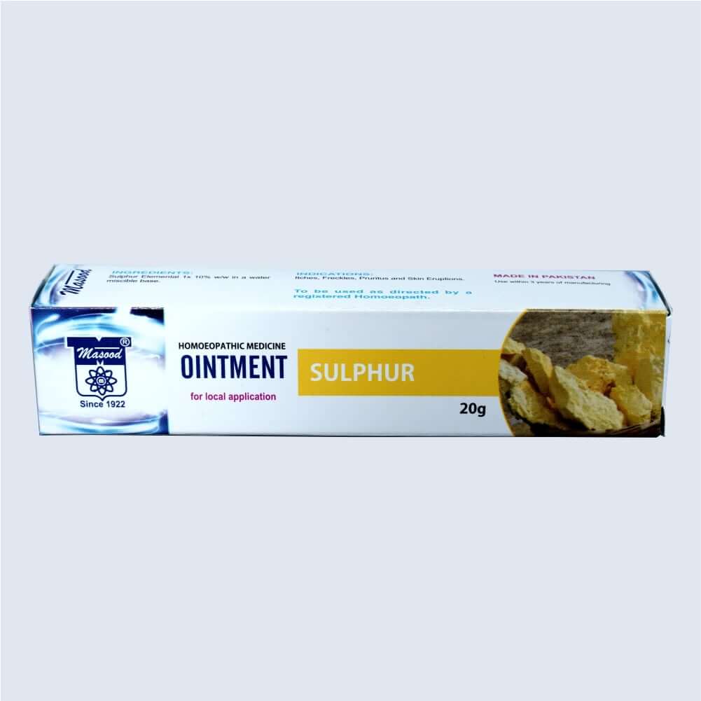 Sulphur Ointment (20gm) | For Dry & Itchy Skin Rashes | Dr.Masood Homoeoapthic